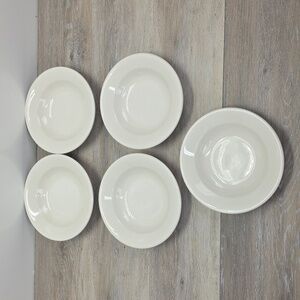 Set Of 5 VNTG Buffalo China White Restaurant Ware 5" Berry Sauce Dessert Bowls